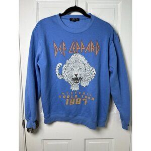 Def Leppard Blue Crewneck Hysteria World Tour 1987 Sweatshirt Women’s Small